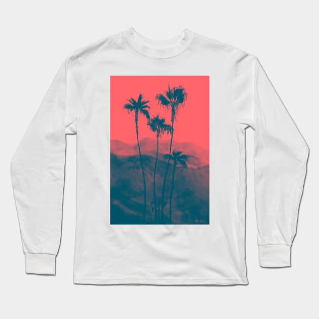 Palm Trees in Red Long Sleeve T-Shirt by covostudio